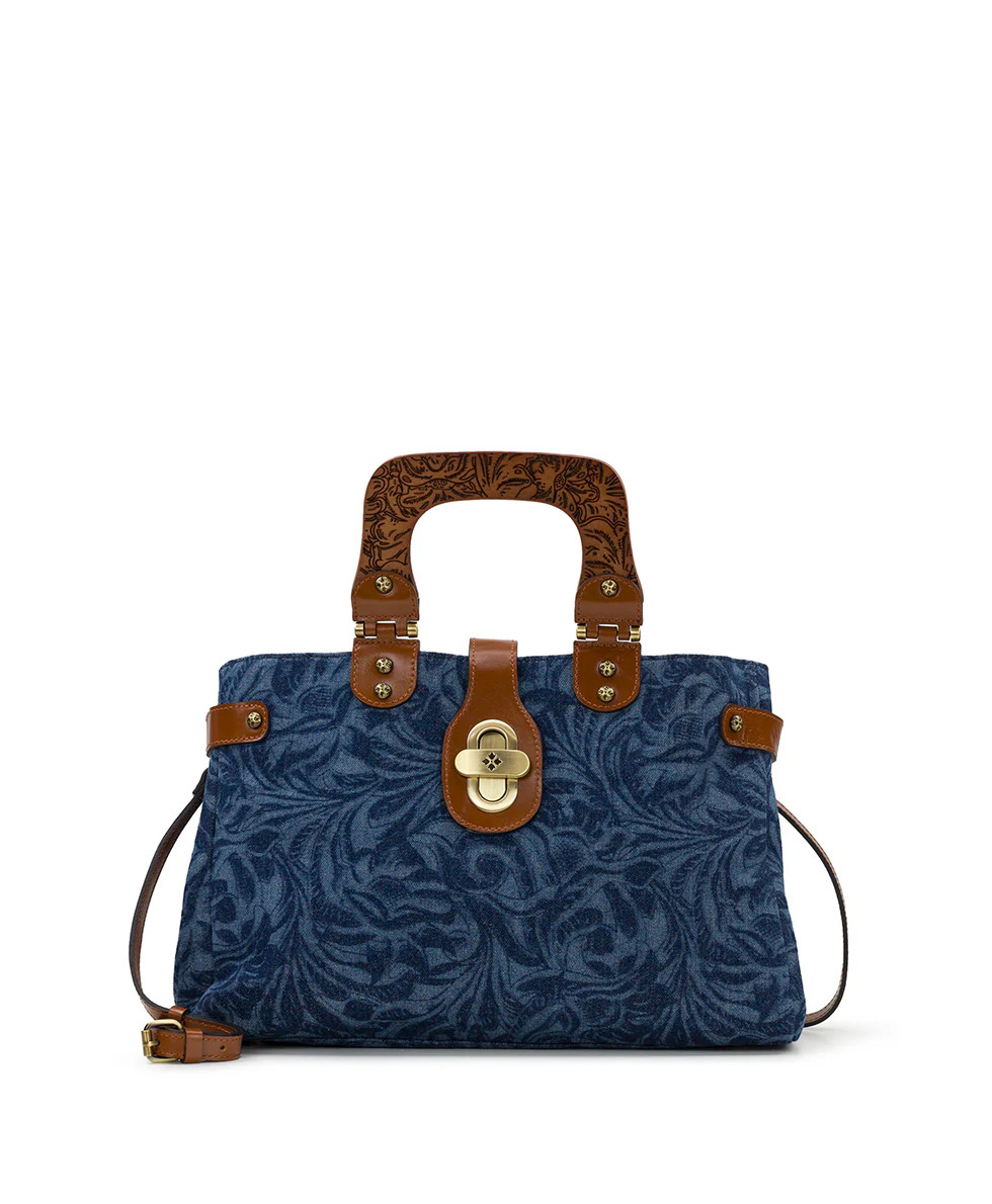 Sancia Satchel  - Cavo Tooled Denim | Patricia Nash Designs