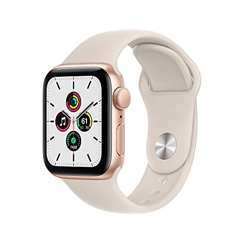2021 Apple Watch SE (GPS, 40mm) - Gold Aluminium Case with Starlight Sport Band - Regular | Amazon (UK)