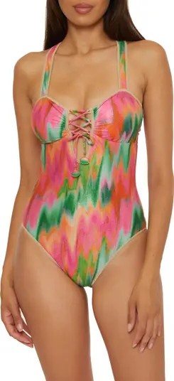 Becca Mirage Metallic Lace-Up One-Piece Swimsuit | Nordstrom | Nordstrom