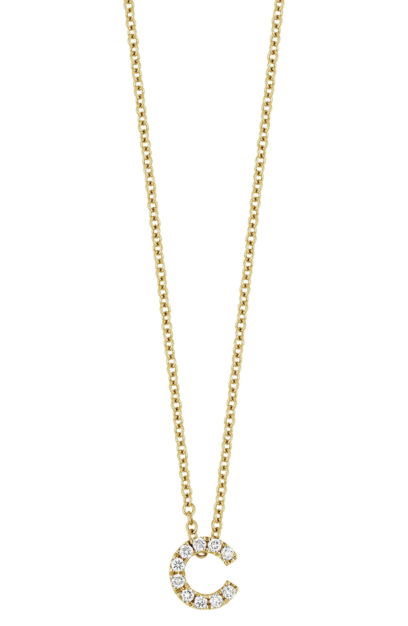 18k Gold Pavé Diamond Initial Pendant Necklace | Nordstrom