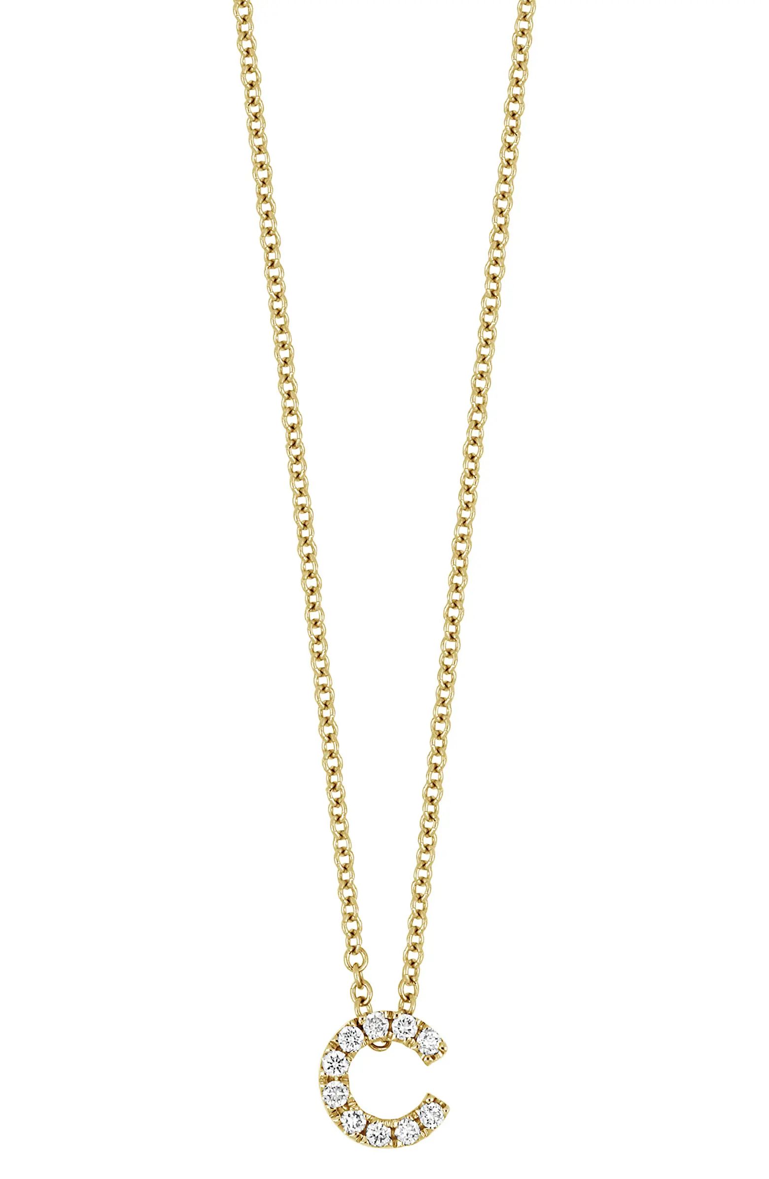 Bony Levy 18k Gold Pavé Diamond Initial Pendant Necklace | Nordstrom | Nordstrom