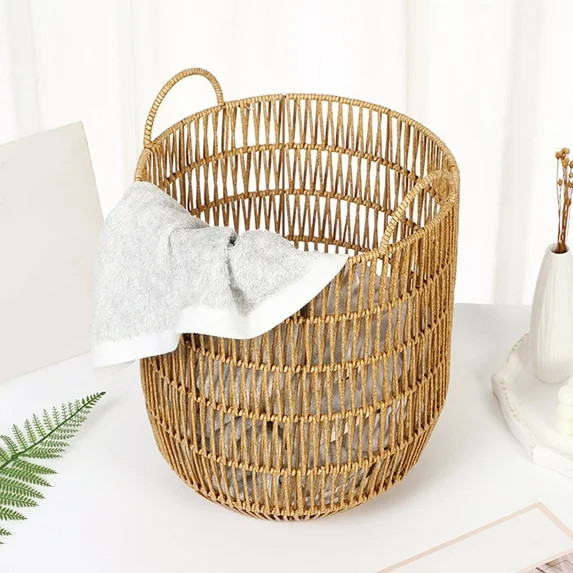 Rattan Laundry Basket, Portable Dirty Clothes Storage Bin - Home Organizer For Toys & Sundries | Walmart (US)