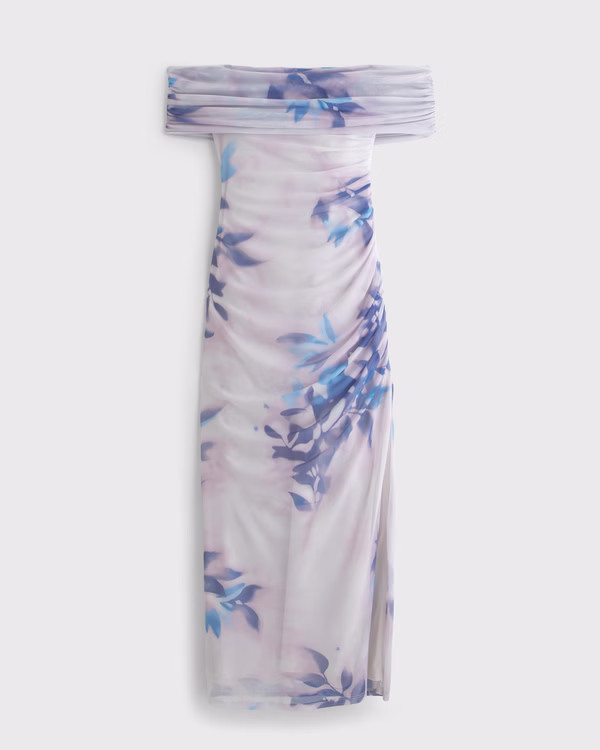 Mesh Draped Maxi Dress | Abercrombie & Fitch (US)