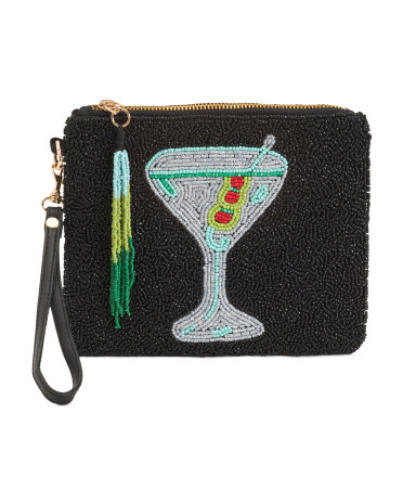 Martini Beaded Wristlet Pouch for Women | Leather | Marshalls