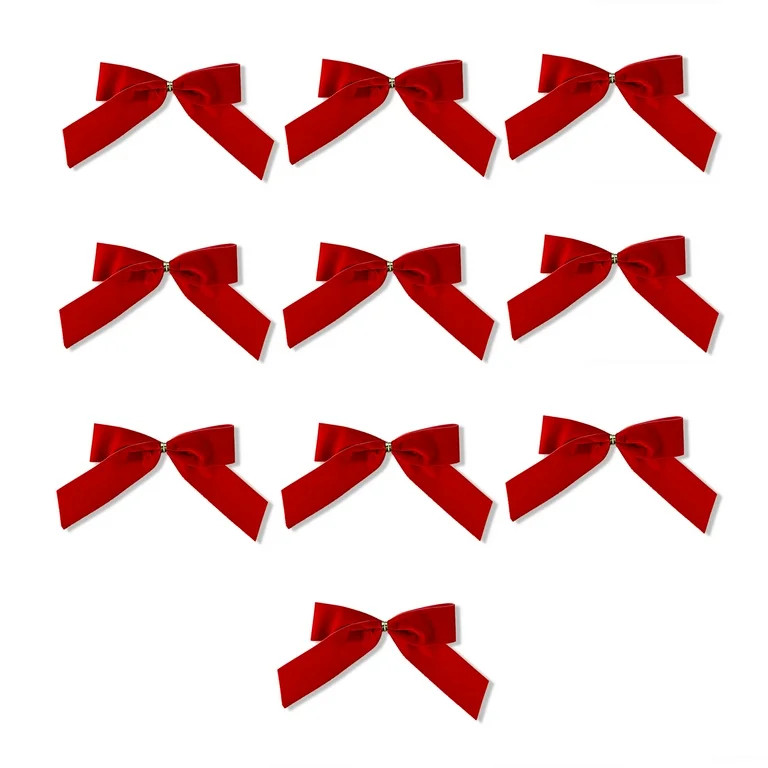 Red Velvet Christmas Bows, 3.5 in, 10 Count, by Holiday Time - Walmart.com | Walmart (US)