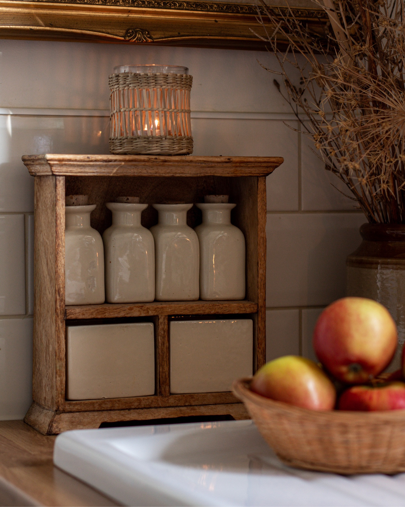 Vintage wood ceramic spice cabinet #cottagekitchen #cottagedecor

#LTKhome