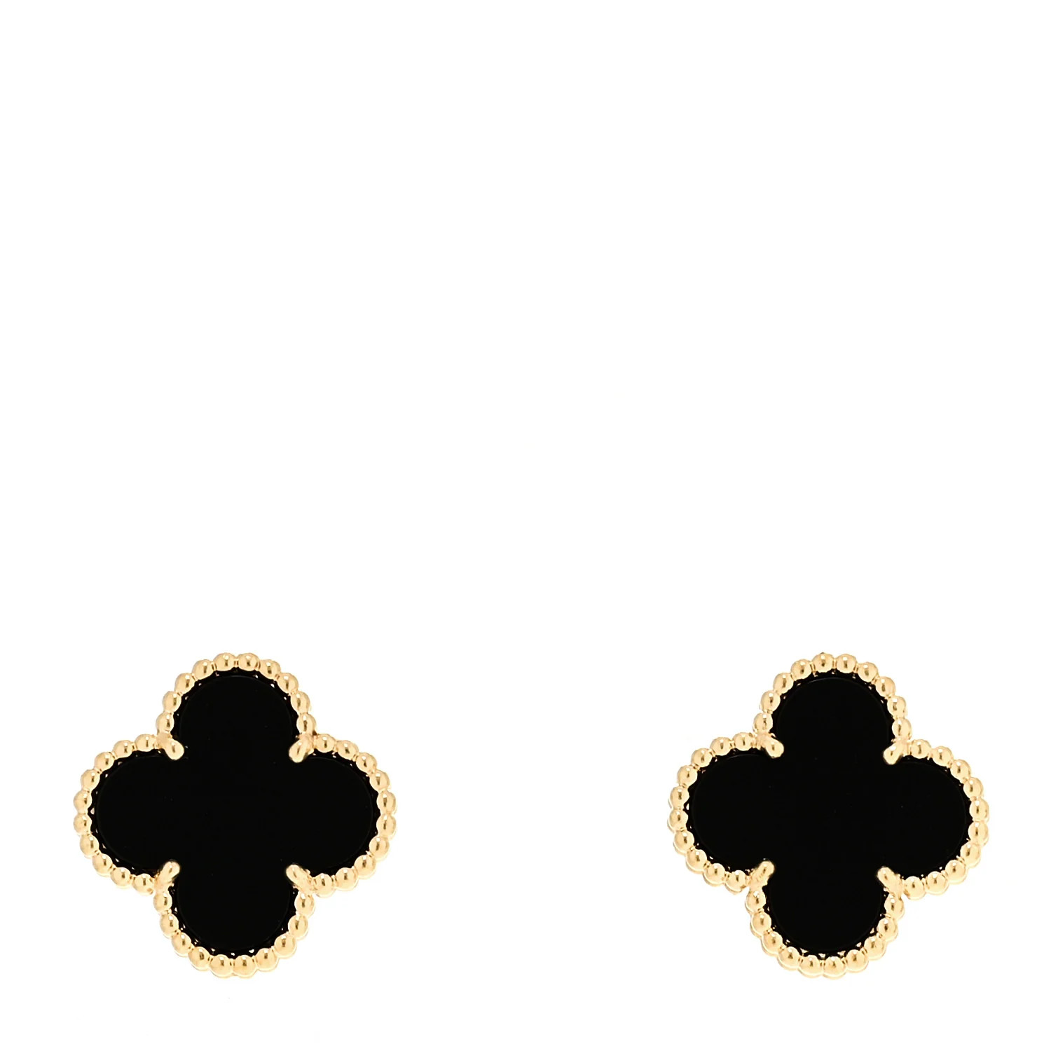 Van Cleef &amp; Arpels 18k Yellow Gold Black Onyx Vintage Alhambra Earrings 1966791 | FASHIONPHILE (US)
