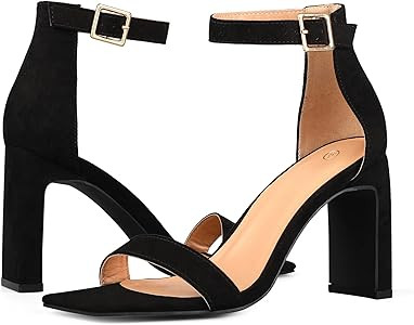 mysoft Women's Chunky Block High Heels Square Open Toe Ankle Strap Dress Wedding Prom Pump Sandal... | Amazon (US)