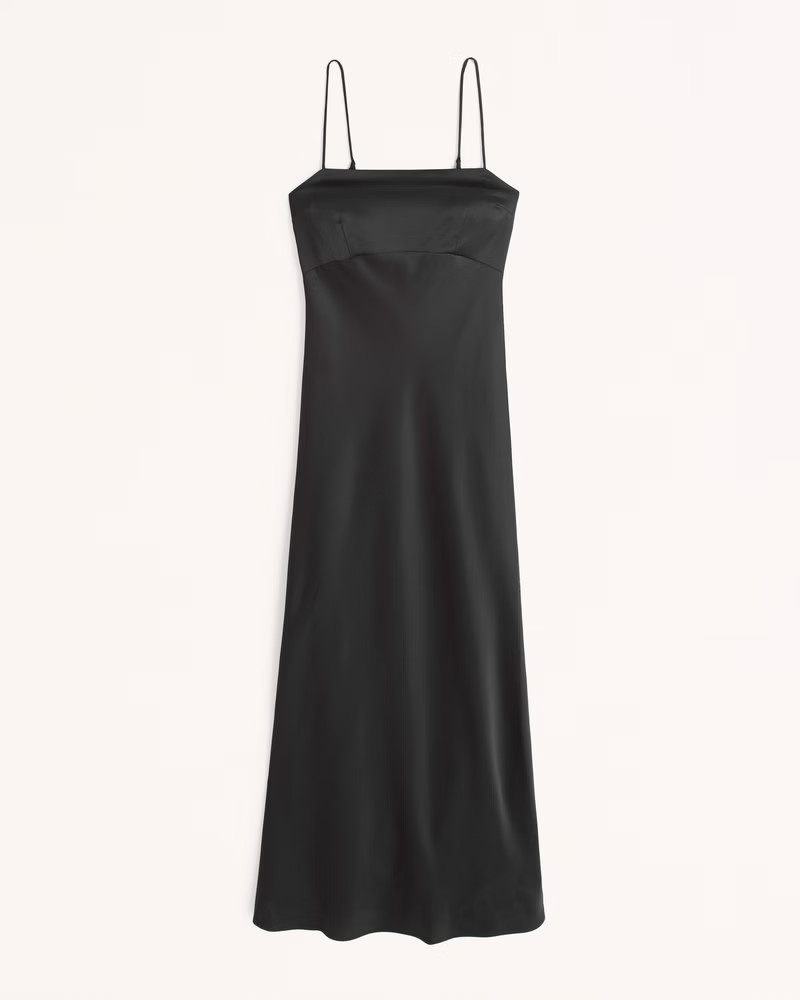 Satin Cowl Back Slip Midi Dress | Abercrombie & Fitch (US)