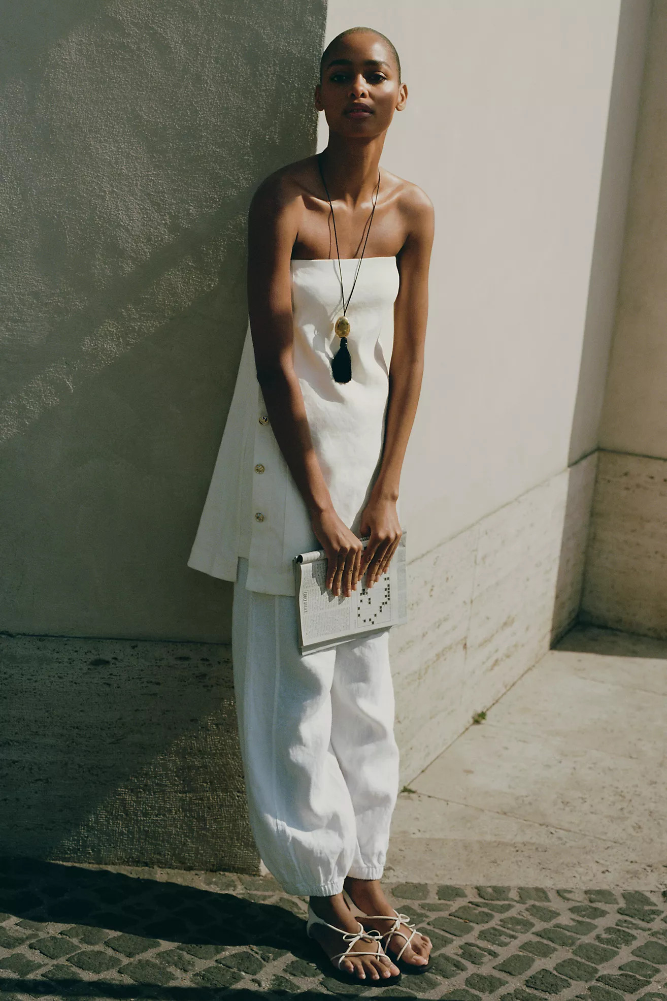 European Linen Stretch Strapless Shift Dress | Anthropologie (US)