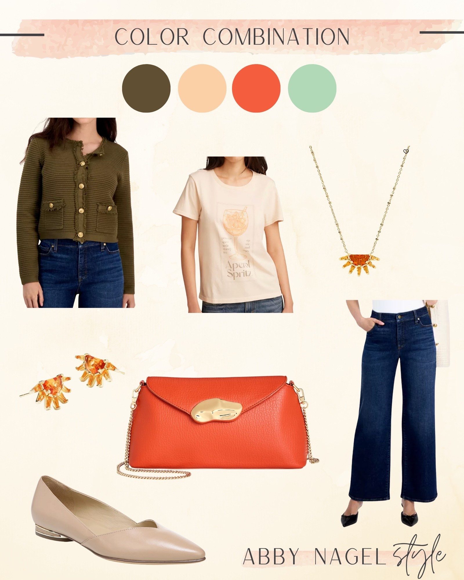 Color Combo Idea 
Olive, Apricot, Rust, Apple Jade 

#LTKStyleTip #LTKFindsUnder100 #LTKFindsUnder50