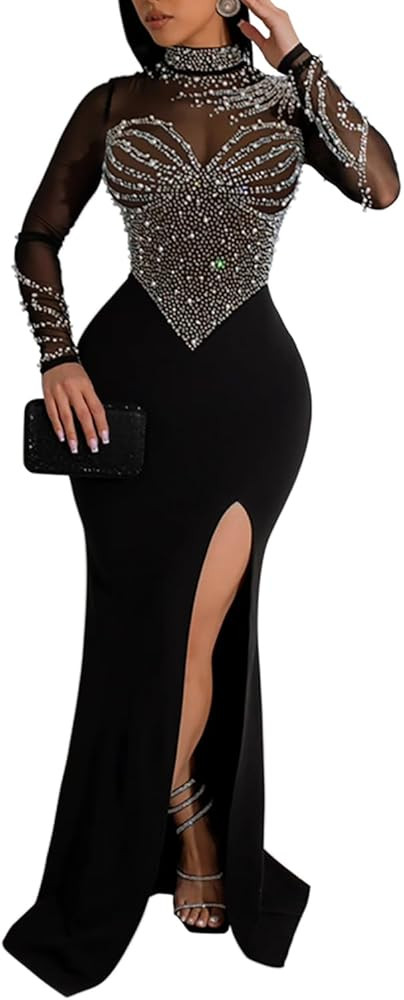 Women Sleeveless Off Shoulder Split Evening Cocktail Long Dress | Amazon (US)