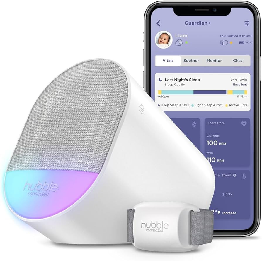 Hubble Connected Guardian+ Smart, Connected, Wireless, Wi-Fi Enabled Baby Movement Monitor, Sooth... | Amazon (US)
