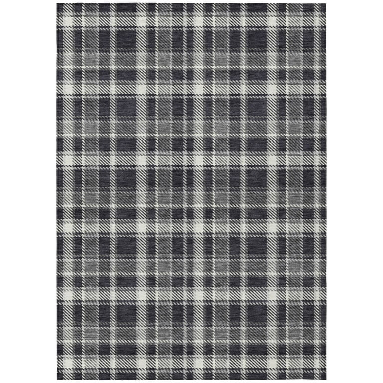 Addison Rugs Machine Washable Indoor/ Outdoor Traditional Plaid Chantille Rug Black - 8' x 10' - ... | Walmart (US)