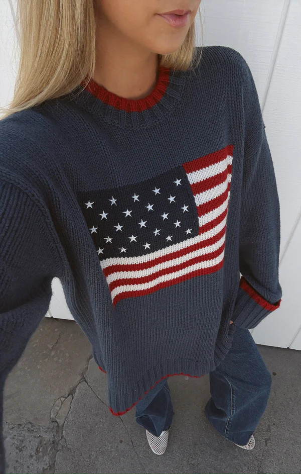 Fireside Sweater ~ American Flag Navy Knit | Show Me Your Mumu