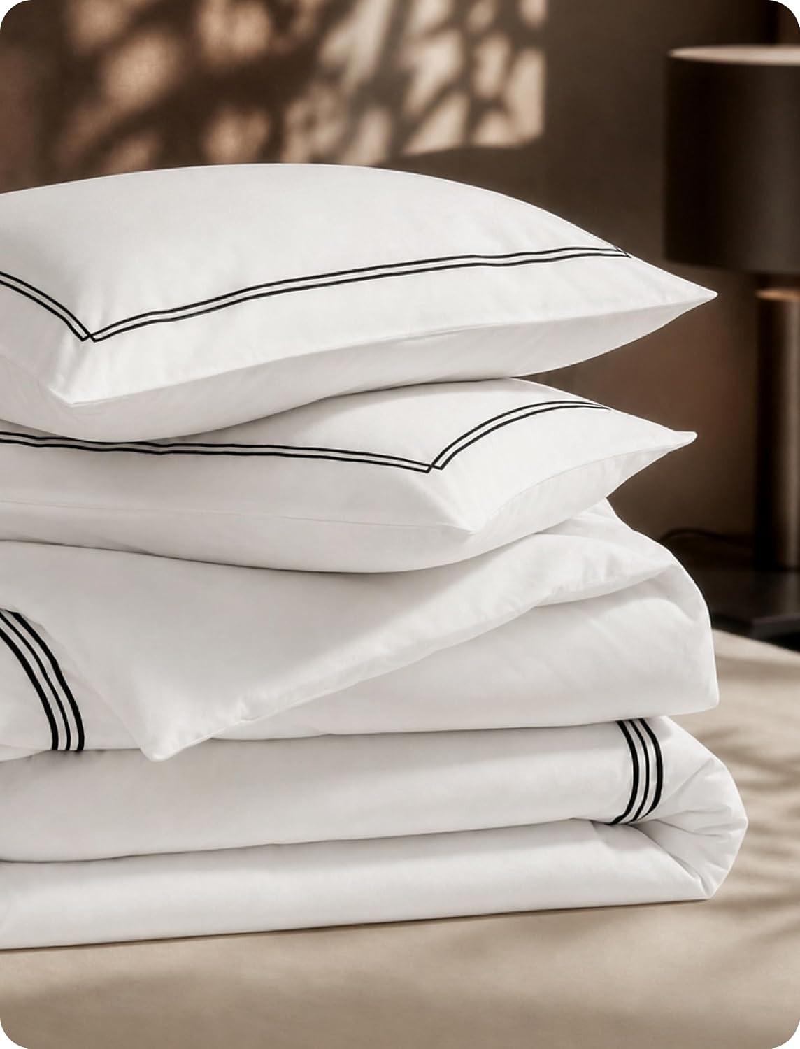 Bedsure PureWoven 100% Cotton Percale Duvet Cover King, Frame Embroidery | Amazon (US)