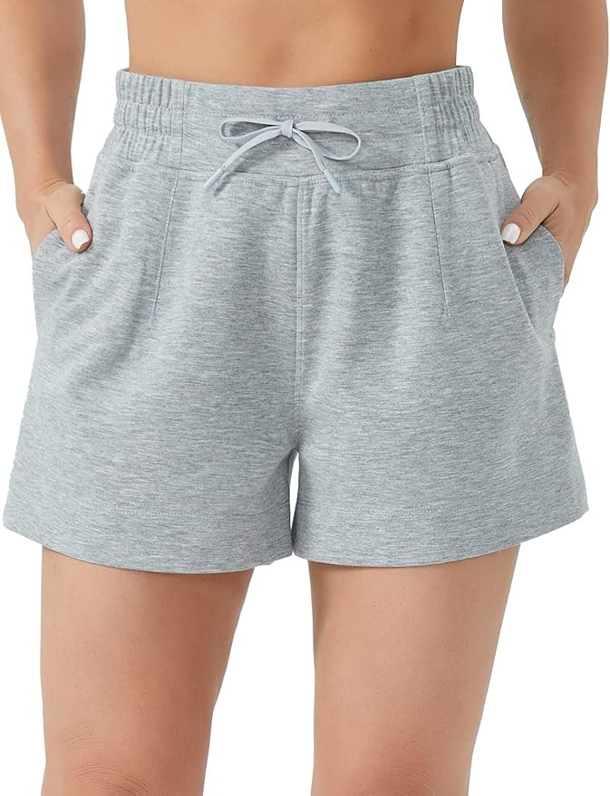 THE GYM PEOPLE Women's Drawstring Sweat Shorts High Waisted Summer Workout Lounge Shorts with Poc... | Amazon (US)