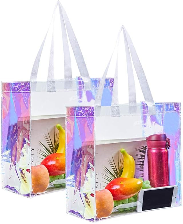 Edraco Clear Tote Bag, 2-Pack Stadium Approved Hologram Clear Bag, Great for Sports Games, Work, ... | Amazon (US)