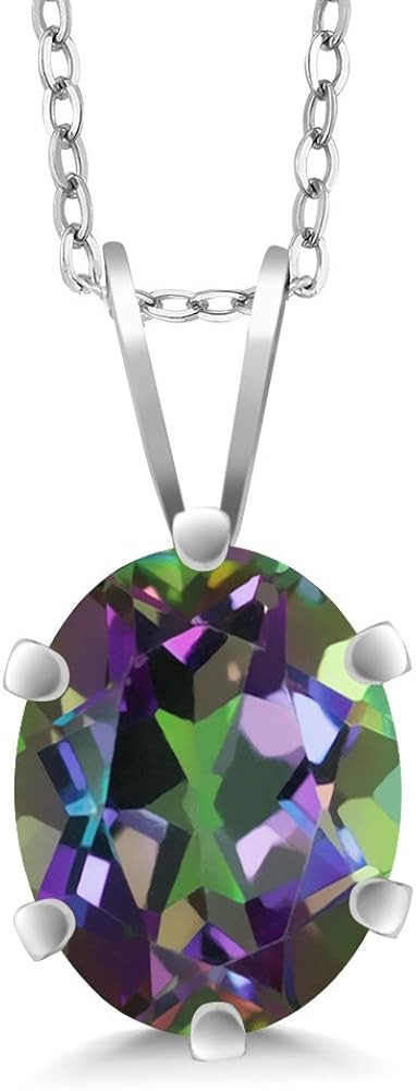Gem Stone King 9X7MM Oval Gemstone Birthstone Solitaire Pendant Necklace For Women | 925 Sterling... | Amazon (US)