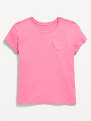 Softest Short-Sleeve Heart-Pocket T-Shirt for Girls | Old Navy (US)