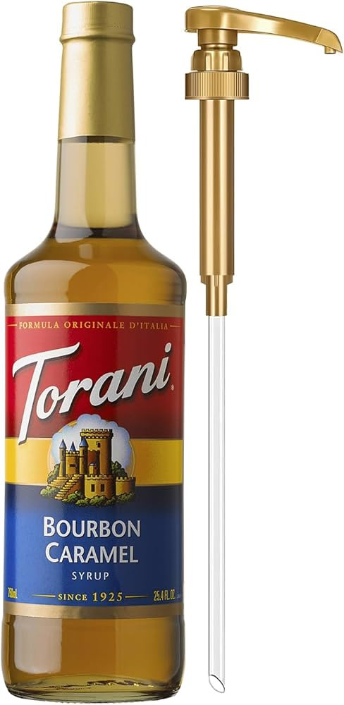 Torani Coffee Syrup, Bourbon Caramel Flavoring for Drinks, Glass Bottle with Pump Included, 25.4 ... | Amazon (US)
