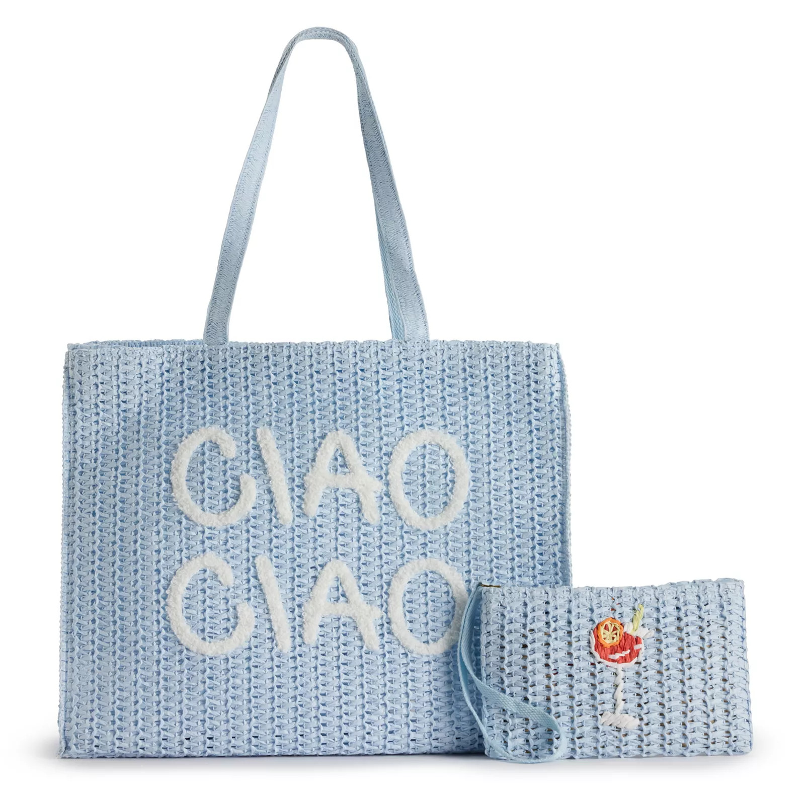 Sonoma Goods For Life® Maya Straw Verbiage Tote & Wristlet Set | Kohl's