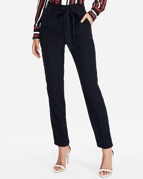 High Waisted Paperbag Ankle Pant | Express
