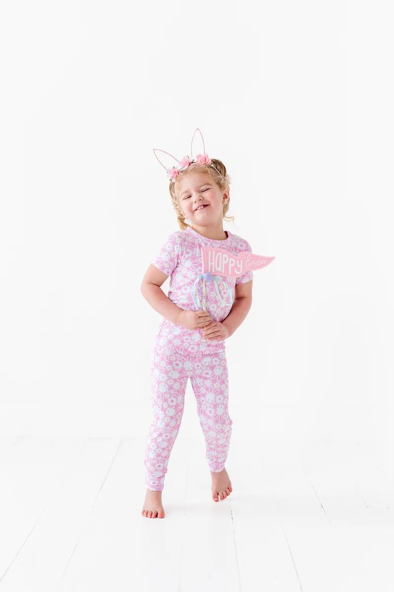 Flower Bunny Short Sleeve Long Pant | Little Pajama Co.