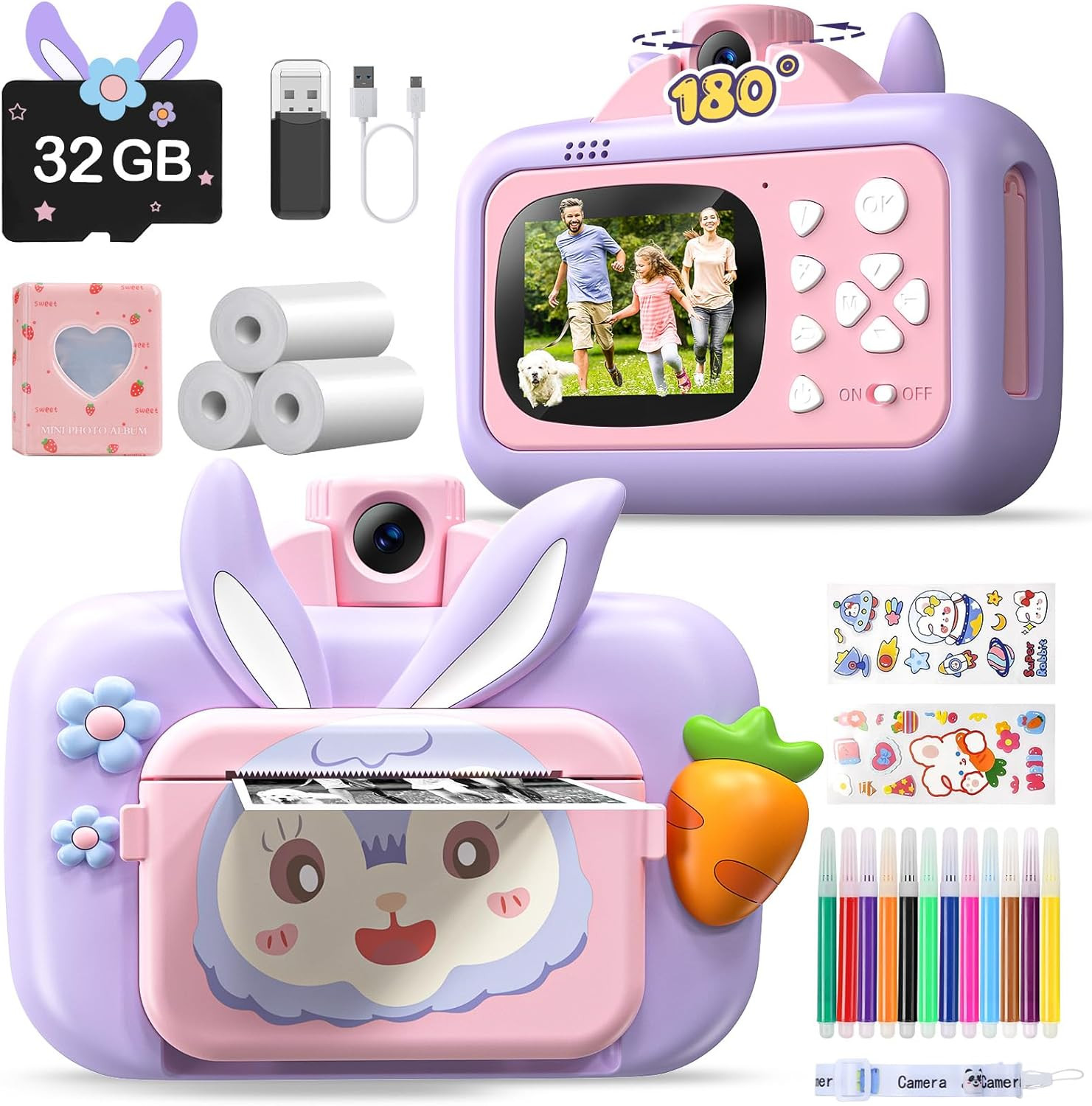 Kids Camera Instant Print,Birthday Gifts for Girls,2.5K Instant Print Camera for Kids,Selfie Kids... | Amazon (US)