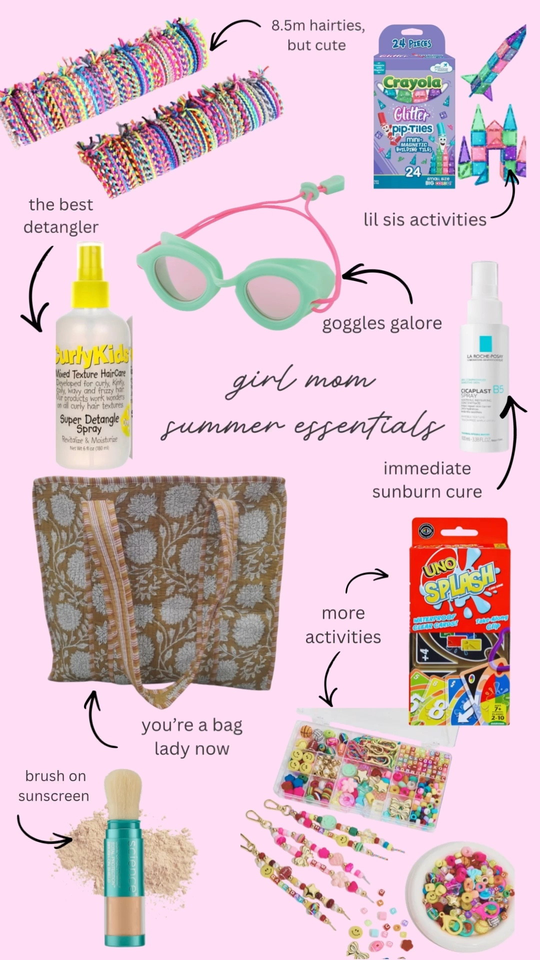 Girl mom summer essentials ☀️💗 everything that lives in my pool/beach bag—from the best detangler to goggles, easy activities, and sunburn savers. Trust me, these are the things you’ll reach for on repeat 🙌 Everything linked to make summer smoother ✨

#LTKmomlife #LTKdayinmylife #LTKKids