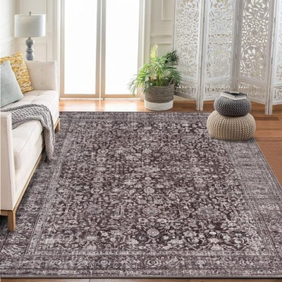 Area Rugs for Living Room Bedroom Large Washable Rug Vintage Distressed Floral Boho Carpet Indoor Dining Room Kids Room Entryway Low Pile Brown | Target