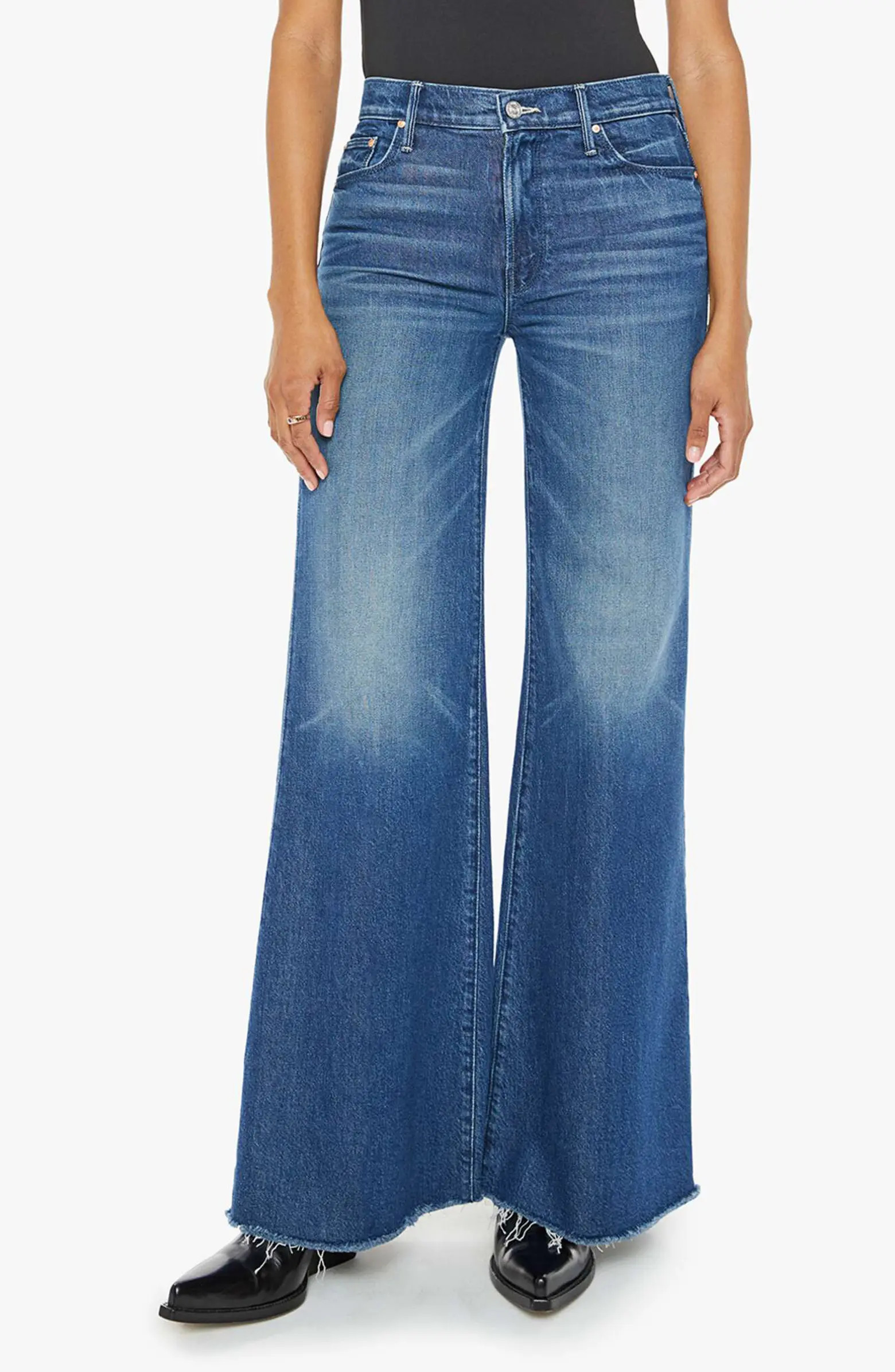 The Twister Sneak Frayed Hems Flared Wide Leg Jeans | Nordstrom