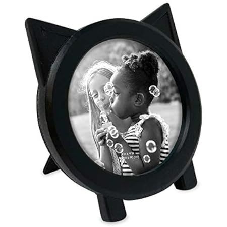 Isaac Jacobs 4x4 Round Resin Sentiment Cat Picture Frame with Ears, Photo Tabletop & Wall Display Ha | Amazon (US)