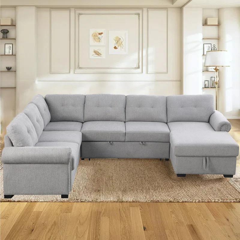 Nazlije Modular Upholstered Pull-Out Sleeper Sectional Chaise with Storage | Wayfair North America