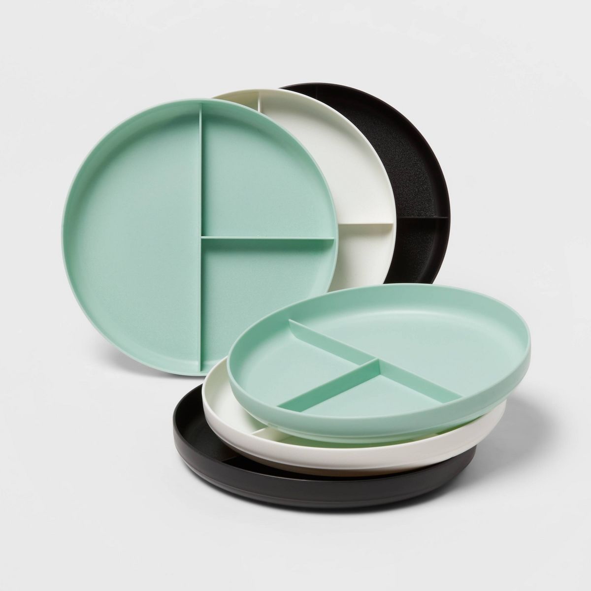 7.3" 6pk Plastic Cool Colors Divided Kids' Plates - Pillowfort™ | Target