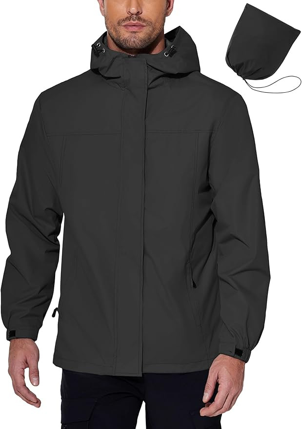 COOFANDY Men's Rain Jacket Waterproof With Hood Lightweight Packable Shell Raincoat Windbreaker F... | Amazon (US)