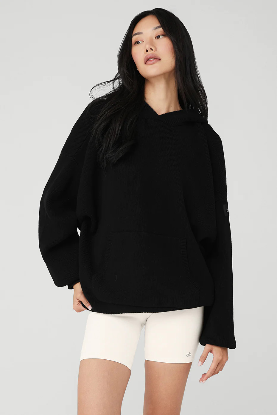 ALO | Scholar Hooded Sweater Top in Black, Size: XS | Alo Yoga (US)
