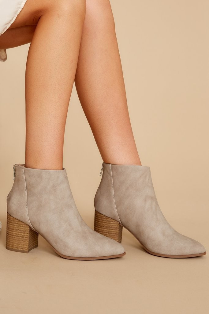 Finding Your Voice Taupe Ankle Booties | Red Dress 