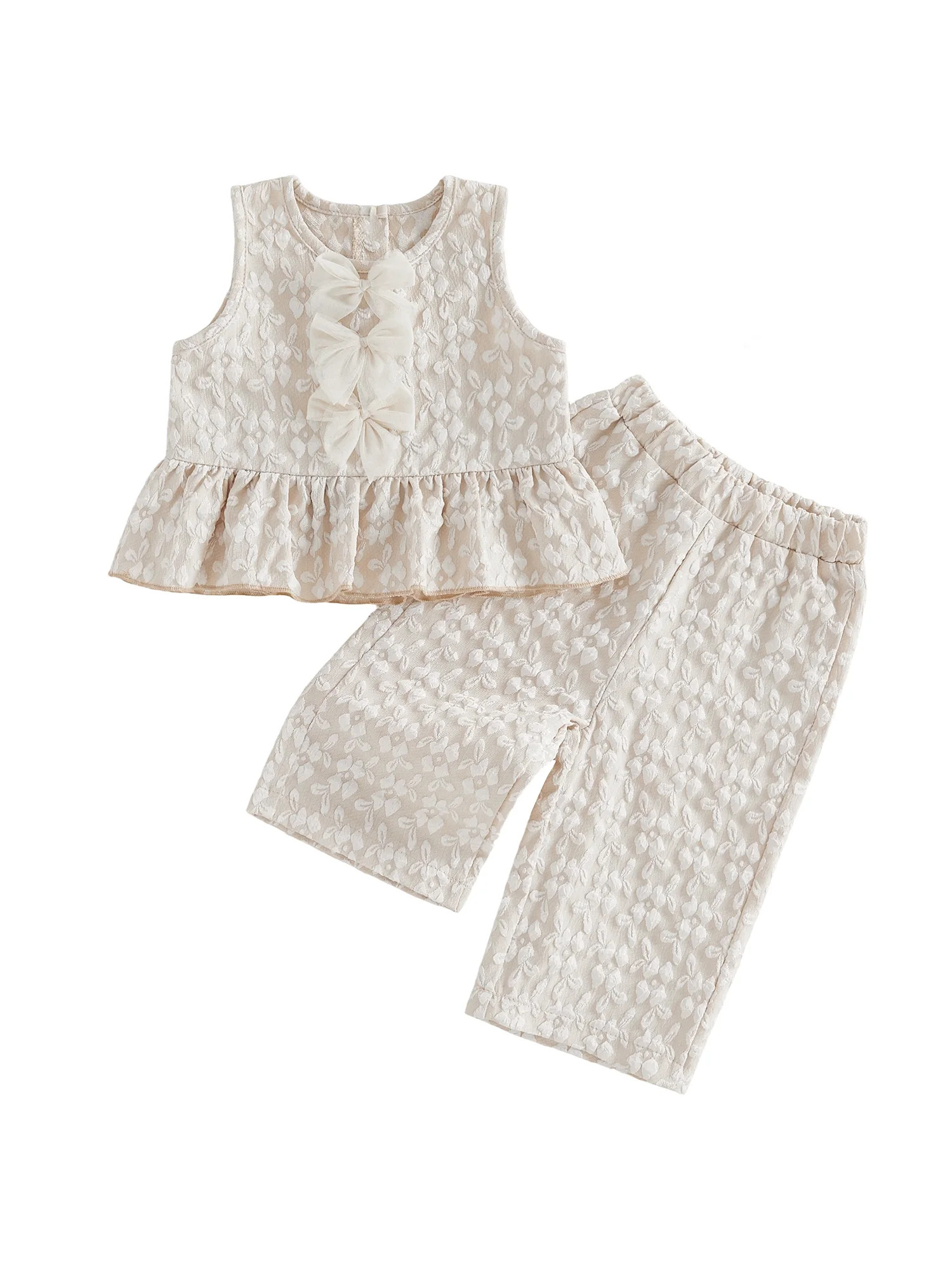 Loicainy Baby Toddler Girl Summer Clothes Set 6 12 18 24 Months 2T 3T Creative Textured Floral Sl... | Walmart (US)