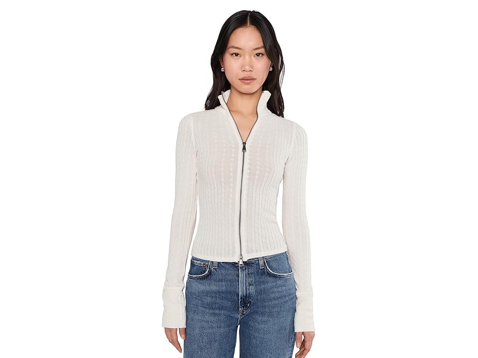 Free People We The Free Brunch Girl Zip-Up Women's Clothing Clean Ivory : LG (Women's 12-14), Cotton/Elastane/Polyester | Zappos