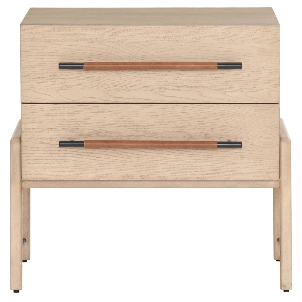 Matthew Modern Classic Brown Wood 2 Drawer Nightstand | Kathy Kuo Home