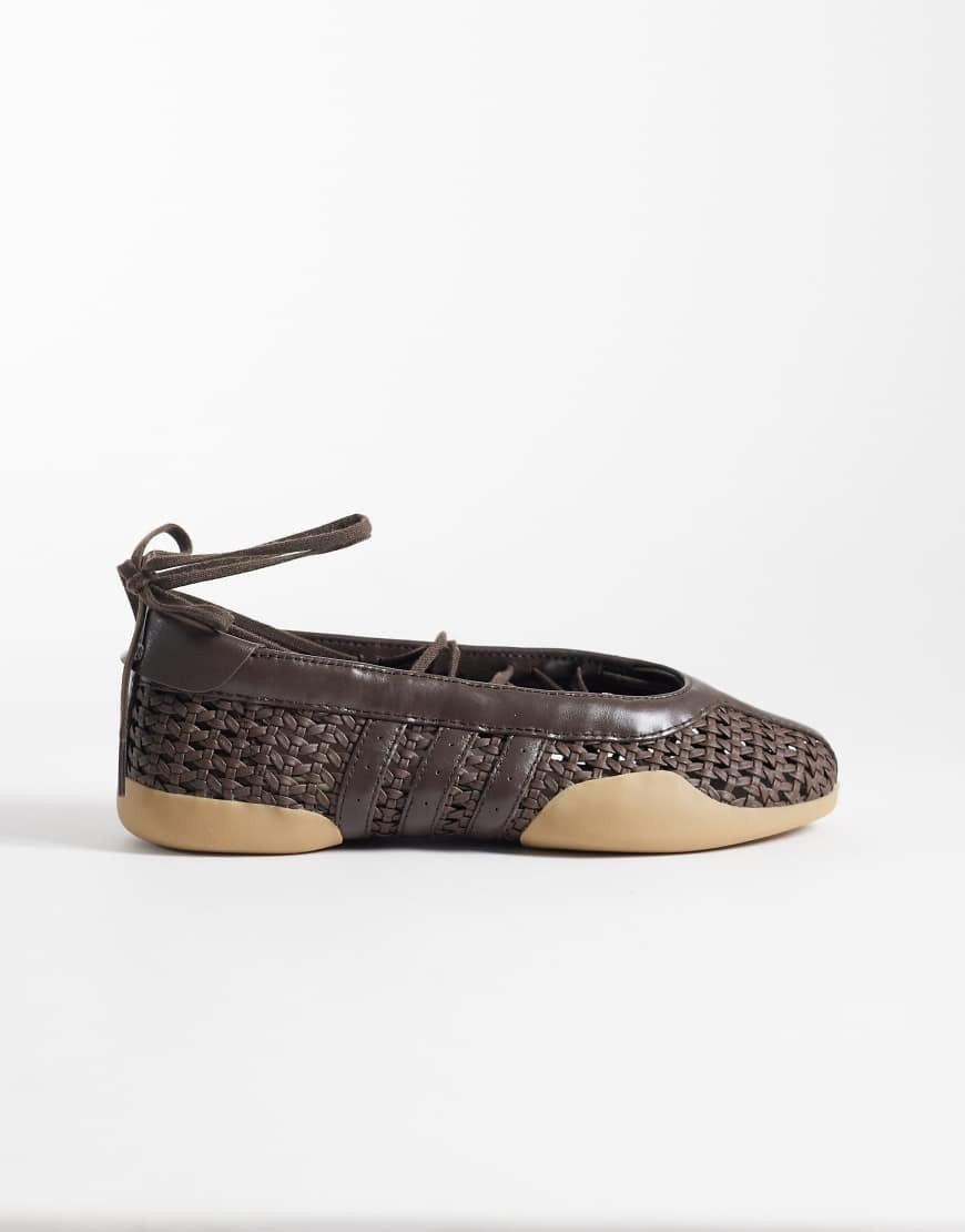 adidas Originals Taekwondo Mei woven ballet flats in brown | ASOS (Global)