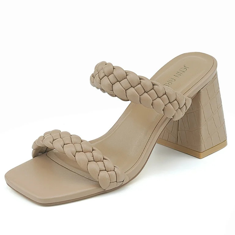 JENN ARDOR Women's Braided Heel Sandals Fashion Slip On Block Sandals | Walmart (US)