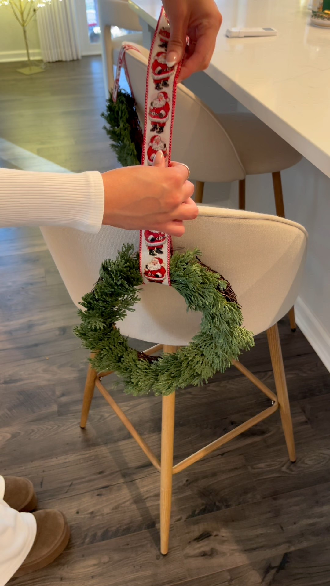 Adding festive and nostalgia with these wreaths to my barstools for Christmas 

#LTKHoliday #LTKHome #LTKSeasonal