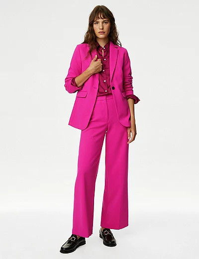 Pantalon coupe large en crêpe avec patte | Marks & Spencer (UK)