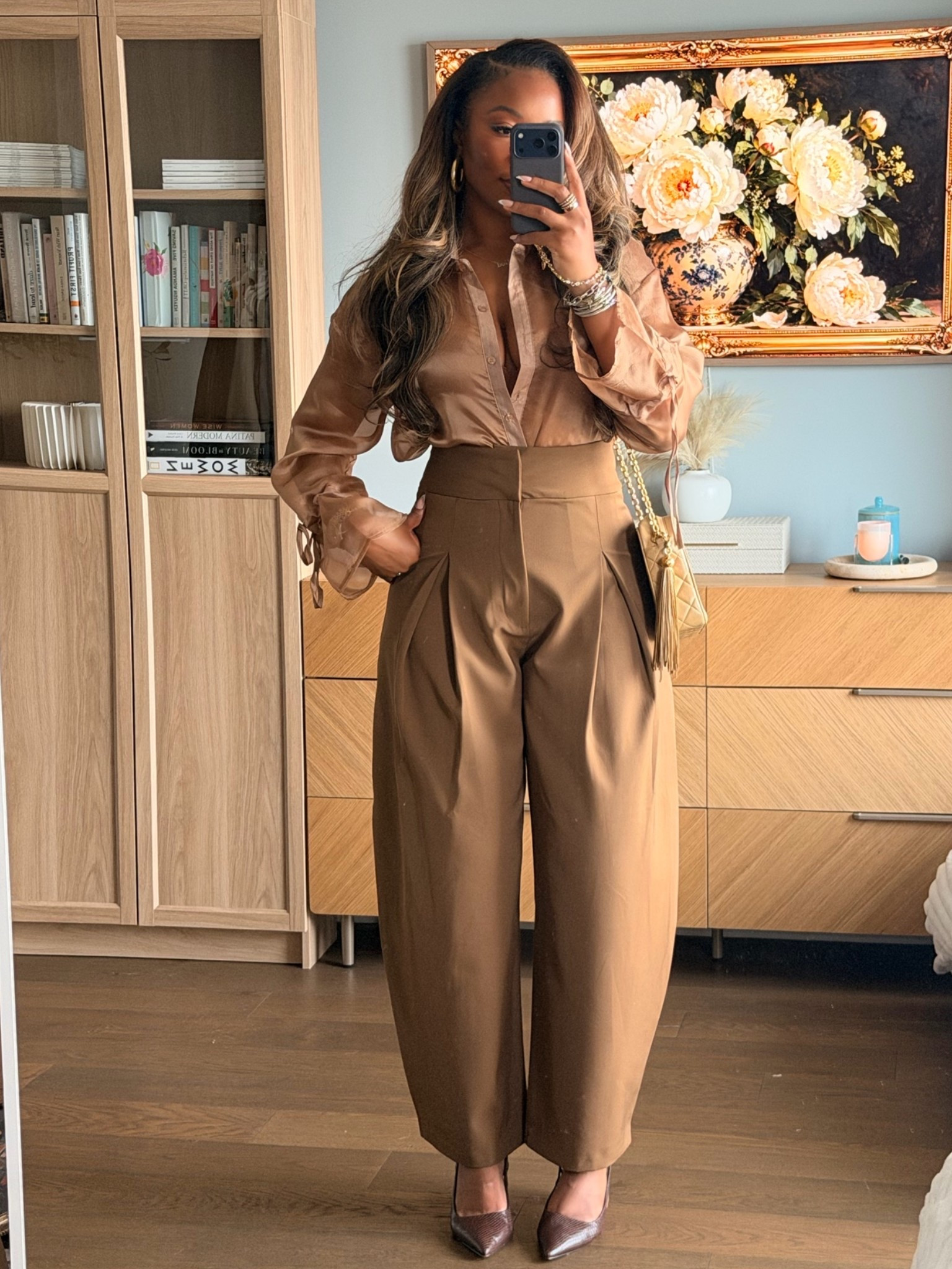 wearing a large top size 10 pants