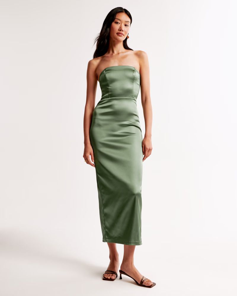 Women's Strapless Satin Sculpt Maxi Dress | Women's Dresses & Jumpsuits | Abercrombie.com | Abercrombie & Fitch (US)