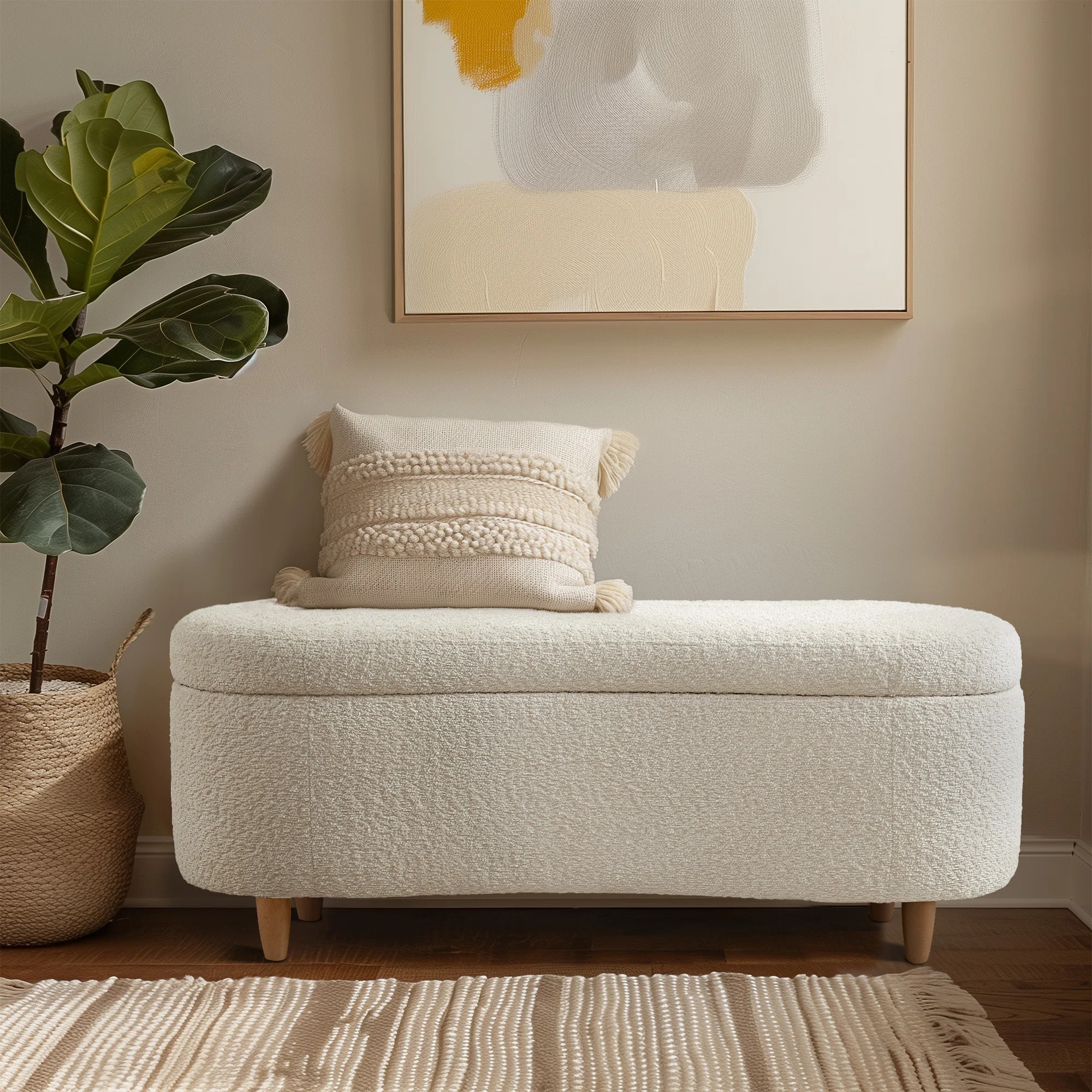 Bailey Boucle Flip Top Storage Bench | Wayfair North America