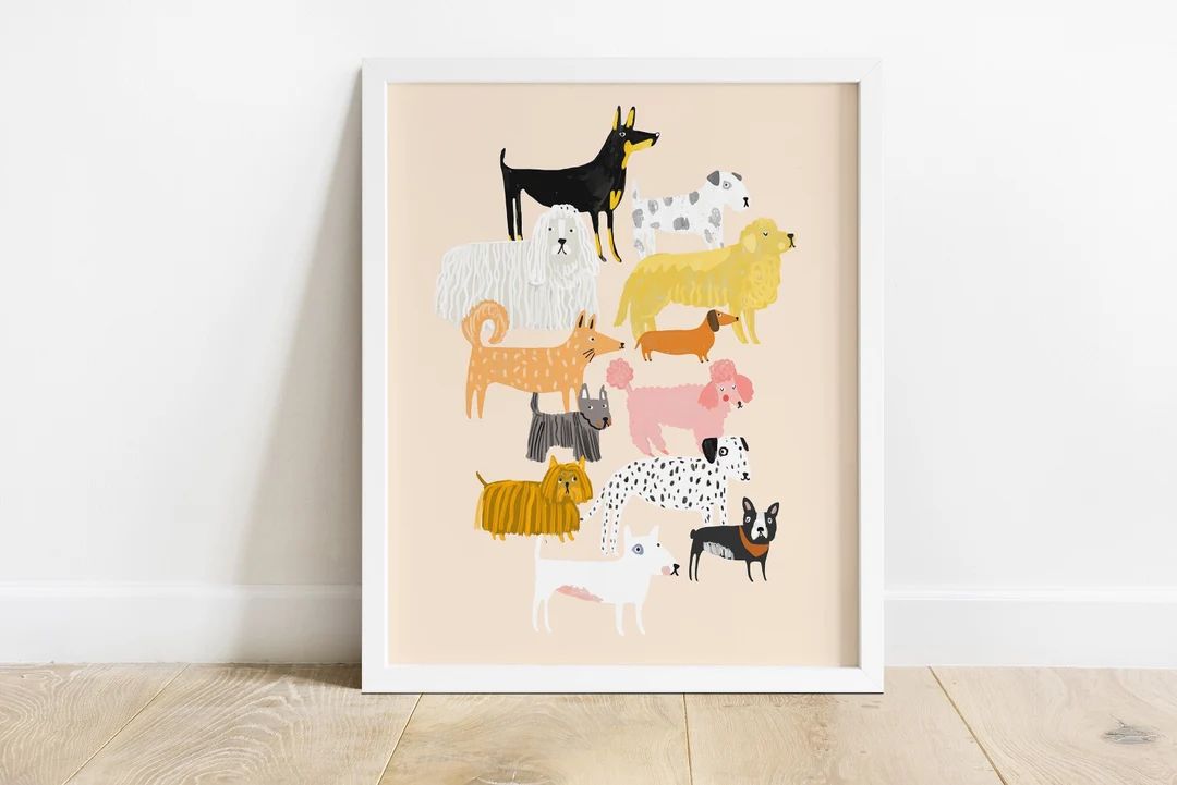 Pink Dogs Print | Dog Breeds | Poodle Dalmatian Dachshund Frenchie Bulldog Doberman Bulldog Puppy... | Etsy (US)