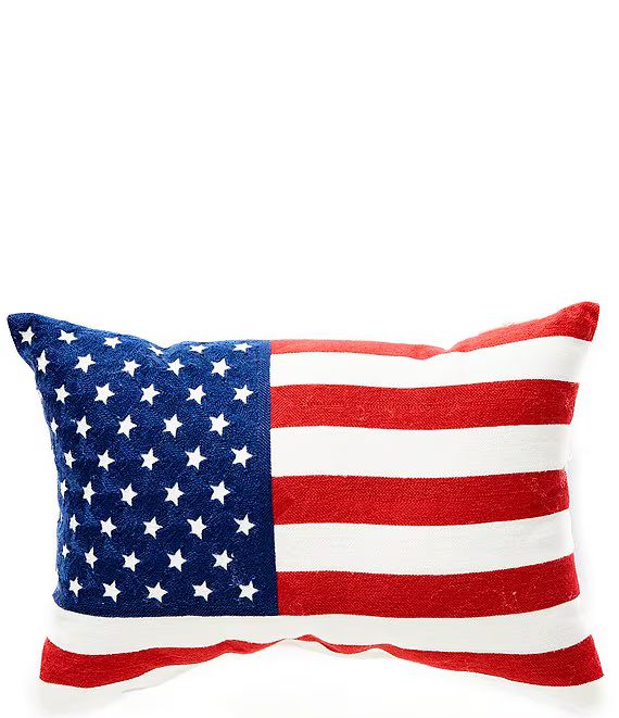 Outdoor Living Collection Embroidered American Flag Indoor/Outdoor Throw Pillow | Dillard's